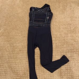 Girls Black Mesh Jumpsuit Dance Costume
